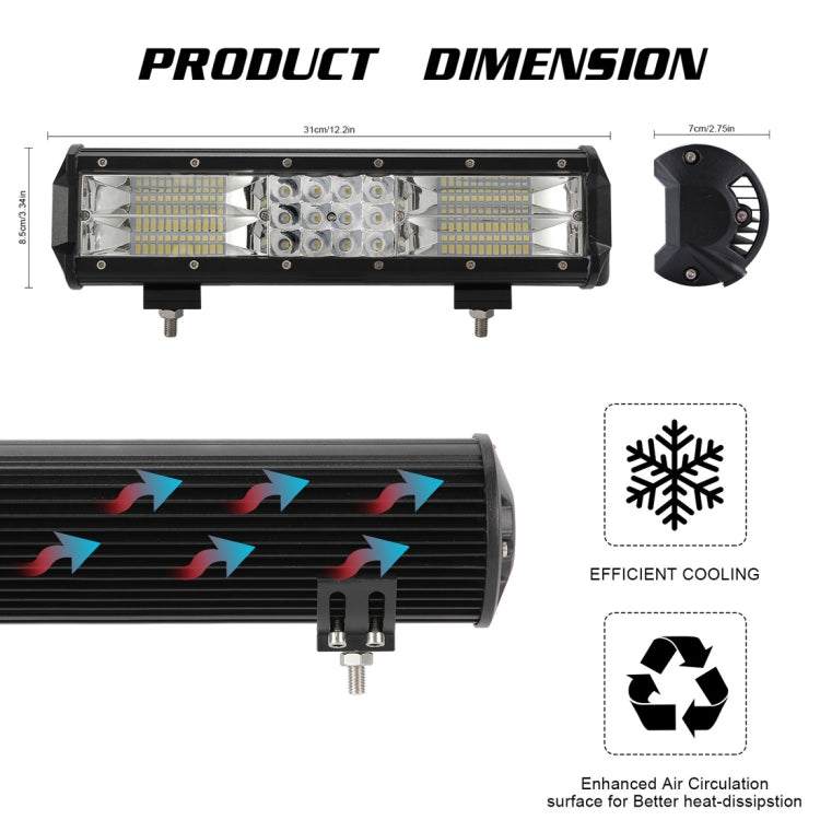 12 inch Three Rows 42W 3360LM 6000K IP67 Car Truck Off-road Vehicle LED Work Lights Spot / Flood Light, with 60LEDs SMD-3030 Lamps