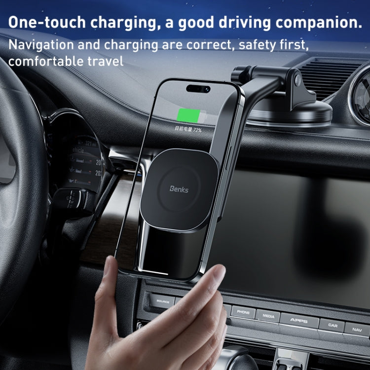 Benks CZ02 Pro 15W Magnetic Wireless Car Charger Phone Holder(Black)