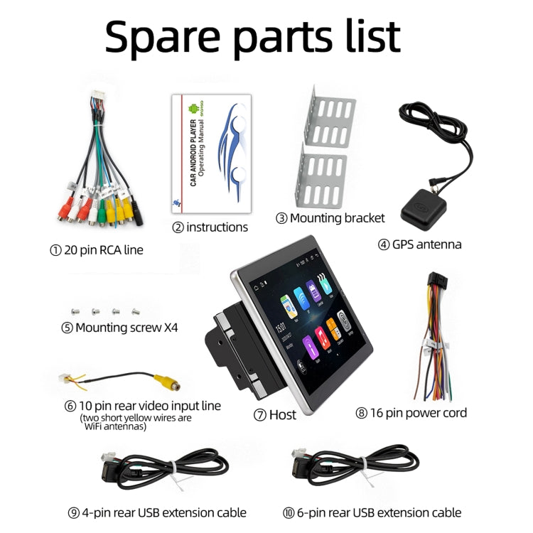 SX1 10.1 inch 90 Degree Rotation Android Navigation Car Player, 2GB+32GB