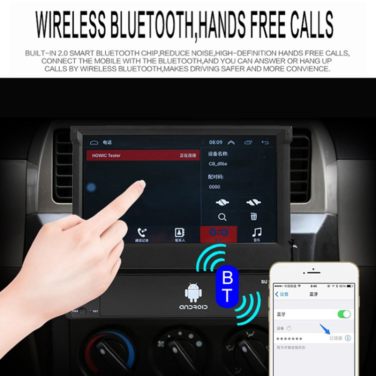 SU 9701 2GB+16GB 7 inch HD Manual Telescoping Car Android Radio Receiver MP5 Player, Support FM & Bluetooth & TF Card & GPS & Phone Link & WiFi