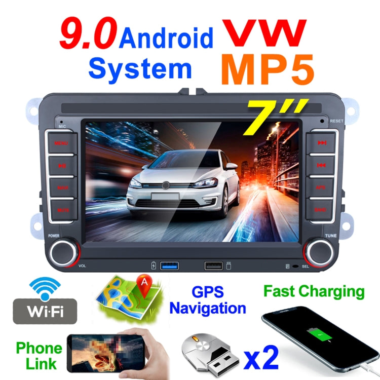 Car HD 7 inch Android 9.1 Radio Receiver MP5 Player for Volkswagen, Support FM & Bluetooth & TF Card & GPS & WiFi