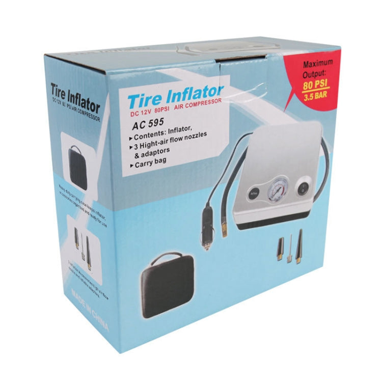AC595 12V Portable Car Tire Pump Air Pump Tire Inflator with Light
