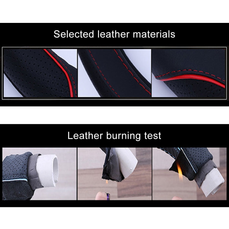 Universal Car Genuine Leather Colorful Stripe Steering Wheel Cover, Diameter: 38cm