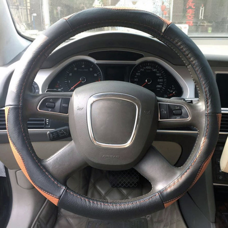 Universal Car Genuine Leather Sport Version Steering Wheel Cover, Diameter: 38cm