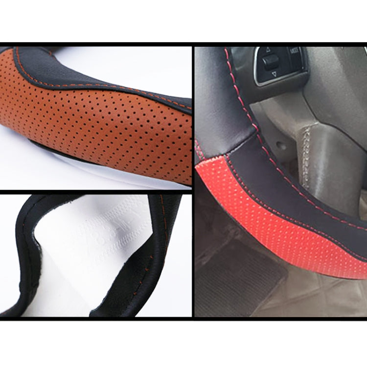 Universal Car Genuine Leather Sport Version Steering Wheel Cover, Diameter: 38cm