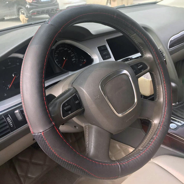 Universal Car Genuine Leather Sport Version Steering Wheel Cover, Diameter: 38cm