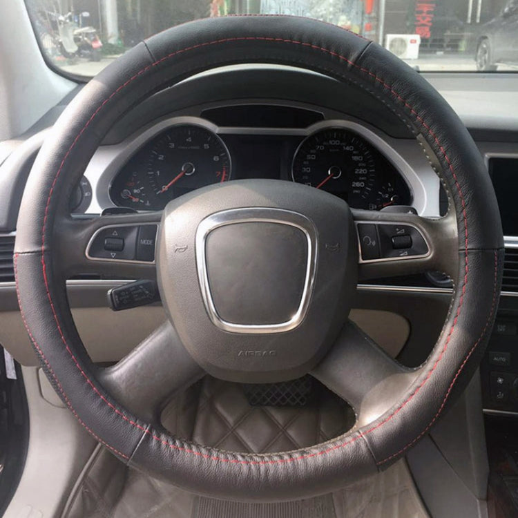 Universal Car Genuine Leather Sport Version Steering Wheel Cover, Diameter: 38cm