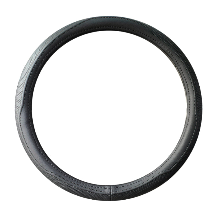 Universal Car Genuine Leather Double Needlework Steering Wheel Cover, Diameter: 38cm