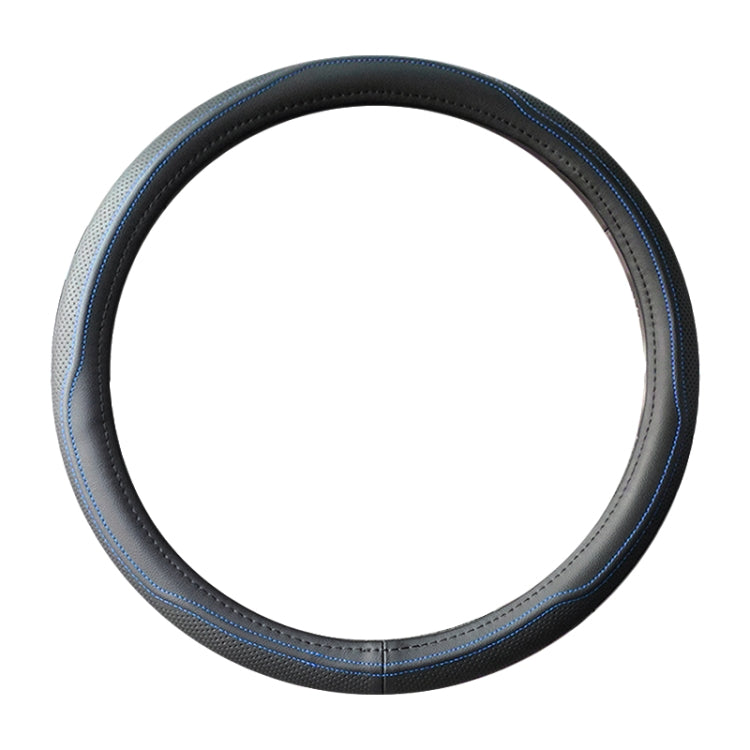 Universal Car Genuine Leather Double Needlework Steering Wheel Cover, Diameter: 38cm