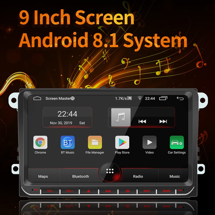 9093 Car HD 9 inch Radio Receiver MP5 Player for Volkswagen, Support FM & Bluetooth & TF Card & GPS & WiFi 1GB+16GB