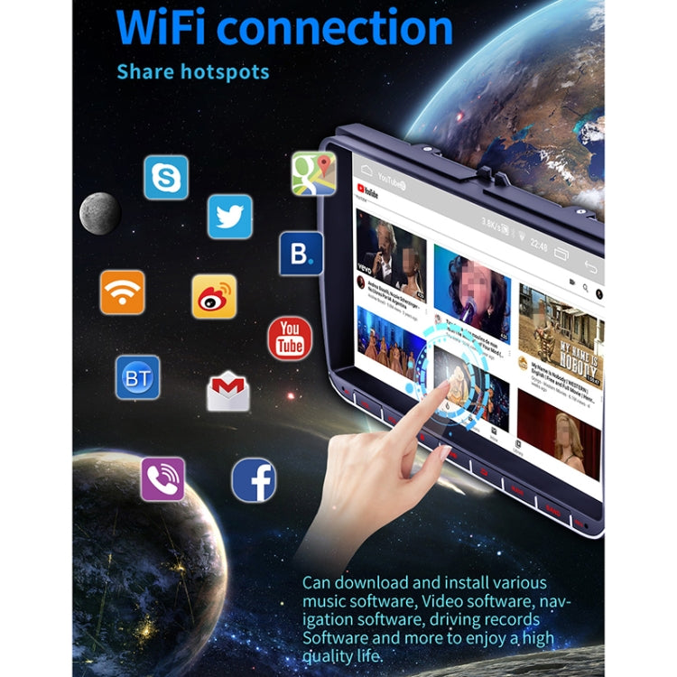 9093 Car HD 9 inch Radio Receiver MP5 Player for Volkswagen, Support FM & Bluetooth & TF Card & GPS & WiFi 1GB+16GB