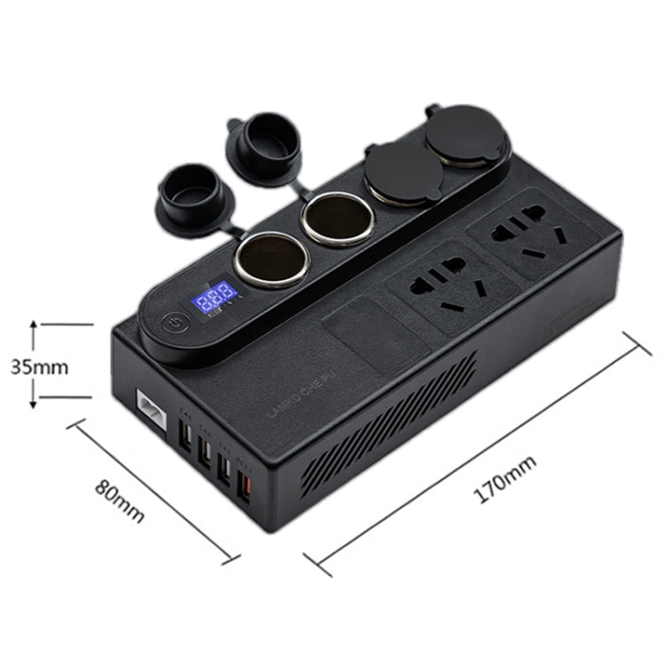 200W DC 12V/24V to AC 220V Car Multi-functional 6288 Correction Wave Power Inverter 4 USB Ports QC3.0 Fast Charger Adapter