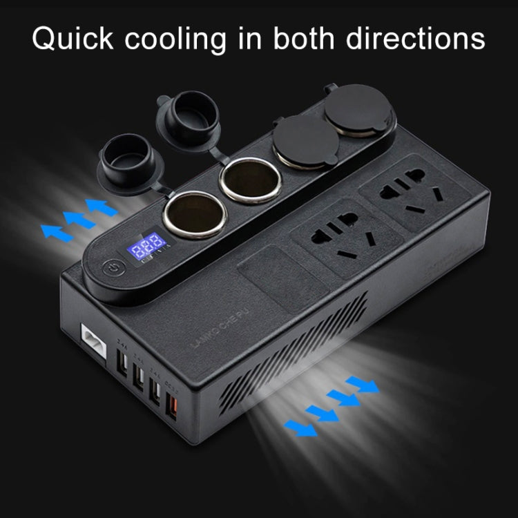 200W DC 12V/24V to AC 220V Car Multi-functional 6288 Correction Wave Power Inverter 4 USB Ports QC3.0 Fast Charger Adapter