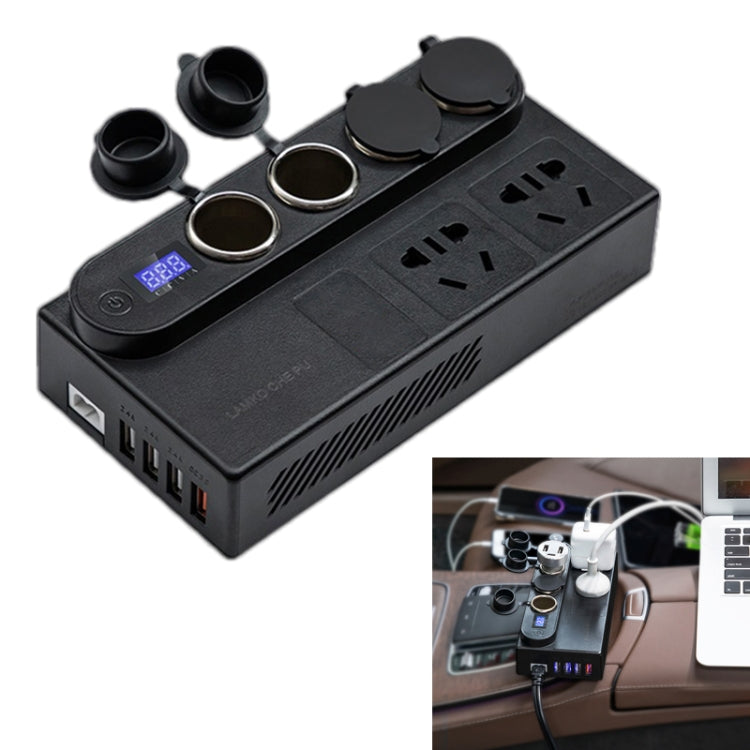 200W DC 12V/24V to AC 220V Car Multi-functional 6388 Sine Wave Power Inverter 4 USB Ports QC3.0 Fast Charger Adapter