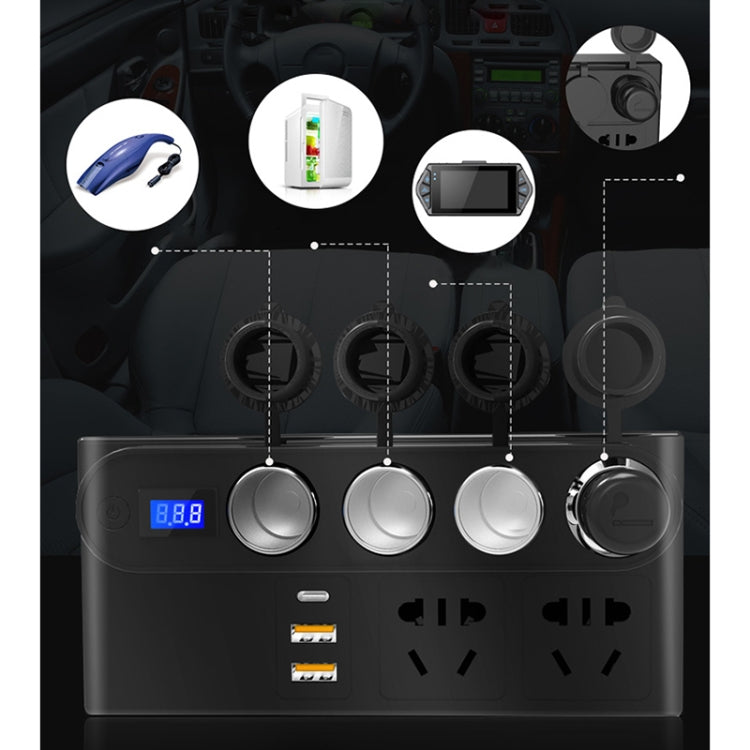 200W DC 12V/24V to AC 220V Car Multi-functional 7388 Sine Wave Power Inverter 6 USB Ports QC3.0 Fast Charger Adapter