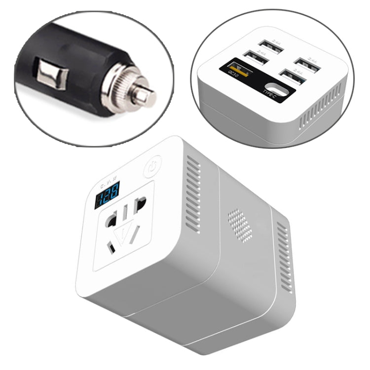 150W DC 12V-24V to AC 220V Car Multi-functional Correction Wave Power Inverter 5 USB Ports Charger Adapter