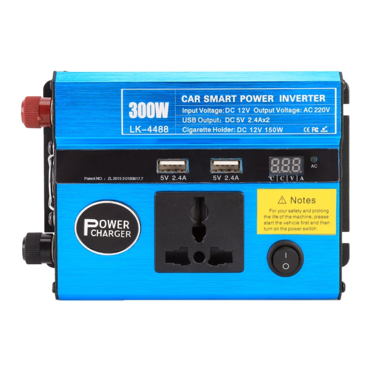 300W DC 12V to AC 220V Car Multi-functional 4488 Smart Power Inverter