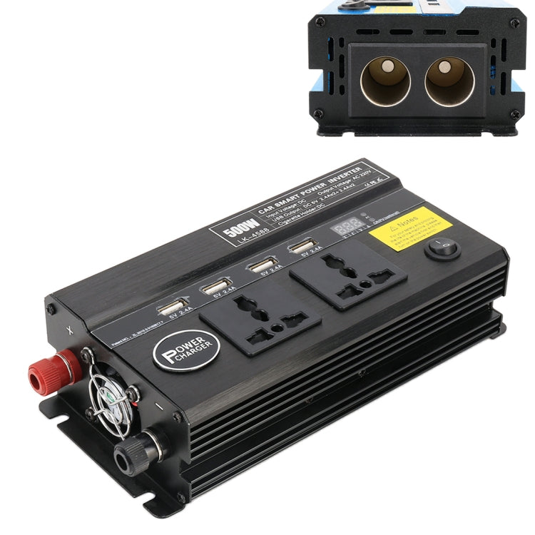 500W DC 12V to AC 220V Car Multi-functional 4588 Smart Power Inverter