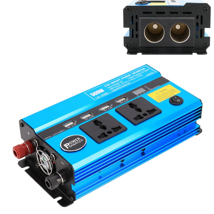 500W DC 12V to AC 220V Car Multi-functional 4588 Smart Power Inverter