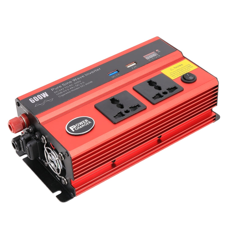 600W DC 24V to AC 220V Car Multi-functional Pure Sine Wave Power Inverter, Random Color Delivery