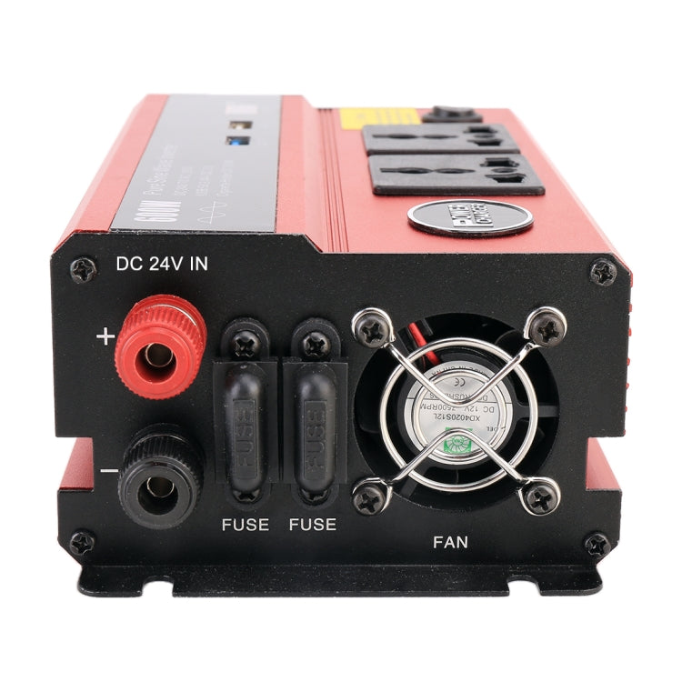 600W DC 24V to AC 220V Car Multi-functional Pure Sine Wave Power Inverter, Random Color Delivery