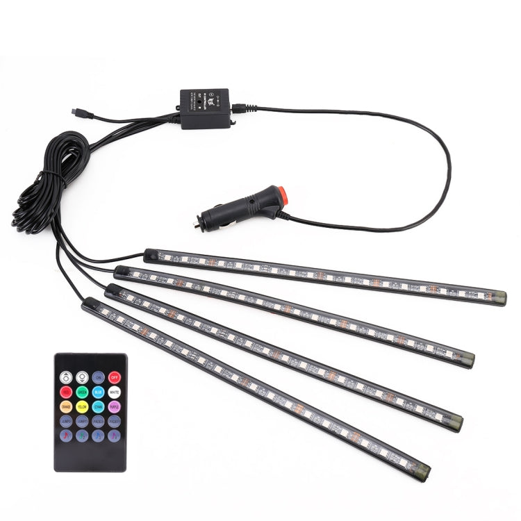 4 in 1 Universal Car Cigarette Lighter Colorful Acoustic LED Atmosphere Lights Colorful Lighting Decorative Lamp, with 18LEDs SMD-5050 Lamps and Remote Control, DC 12V 8.6W