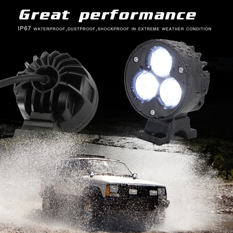 2 PCS 4 inch 25W 6000K 3000LM DC12-30V Motorcycles / Car / Ship LED Spotlight A Column Lights, 3LEDs