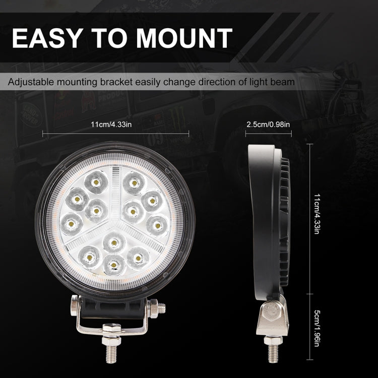 2 PCS 4 inch Round 2-line Herringbone DC10-30V / 15W / 6000K / 1050LM Car Headlights Projector Lens Work Light