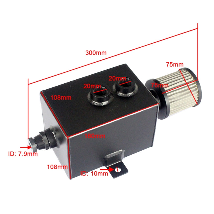 Universal Racing Aluminum Alloy Oil Catch Can with Air Filter Breather Tank, Capacity: 2L