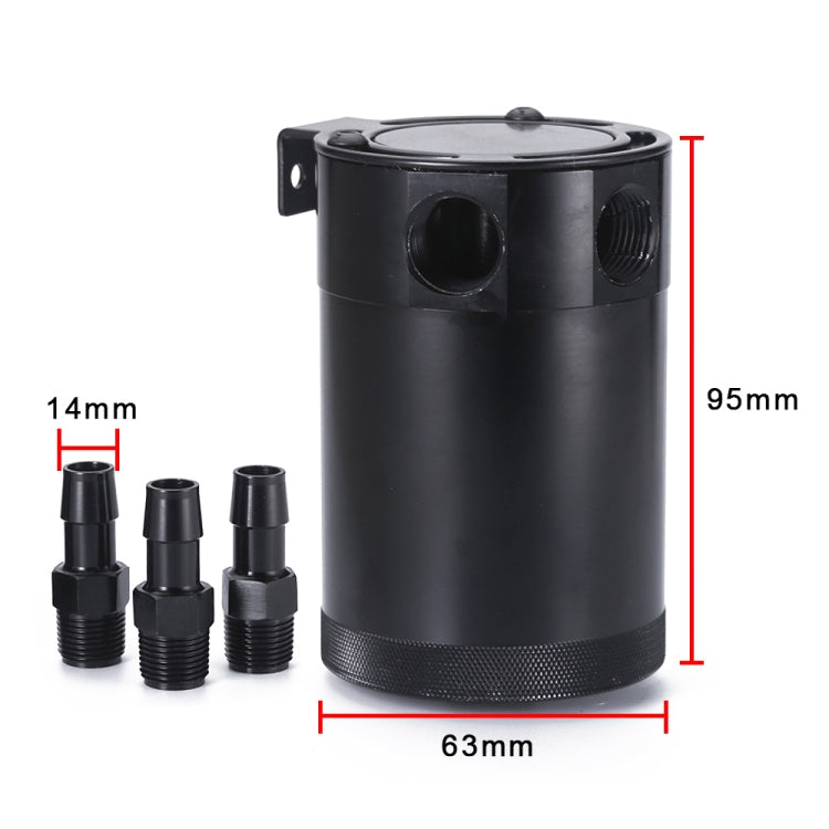 Car Universal Compact Baffled Oil Catch Can 3-Port Bilateral Uutlet Oil Can