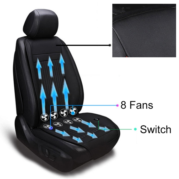 Car 12V Cushion Summer USB Breathable Ice Silk Seat Cover, Eight Fans + Ventilation and Refrigeration