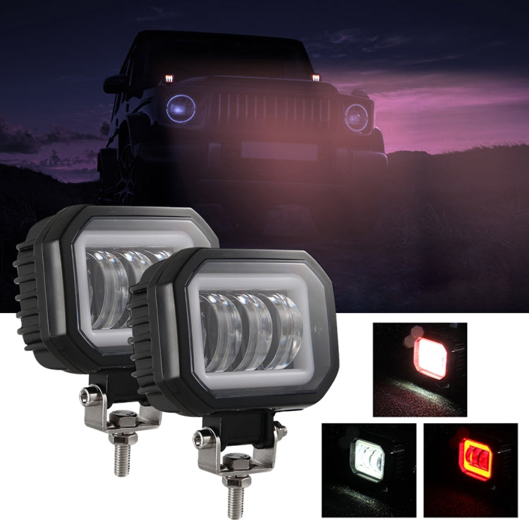 2 PCS Car 4 inch Square Spotlight Work Light with Angel Eyes