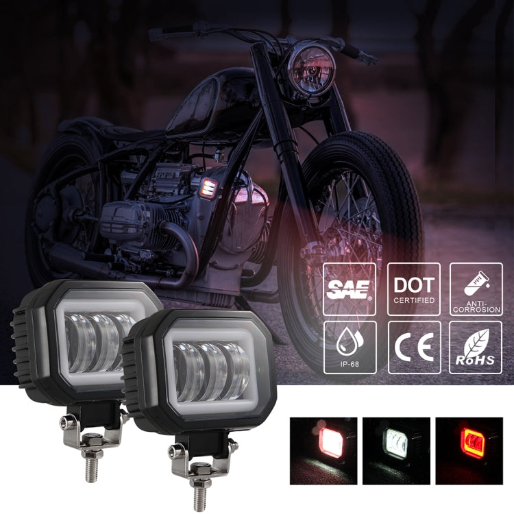 2 PCS Car 4 inch Square Spotlight Work Light with Angel Eyes