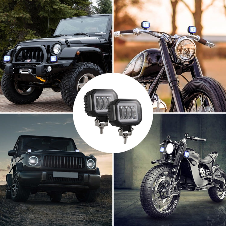 2 PCS Car 4 inch Square Spotlight Work Light with Angel Eyes