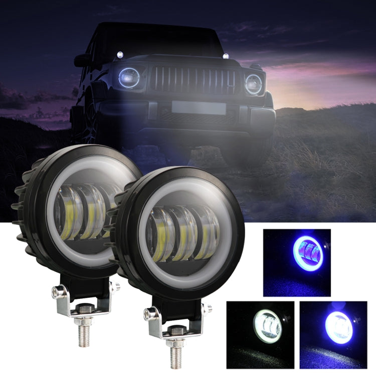 2 PCS Car 4 inch Round Spotlight Work Light with Angel Eyes