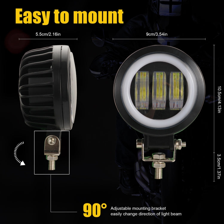2 PCS Car 4 inch Round Spotlight Work Light with Angel Eyes