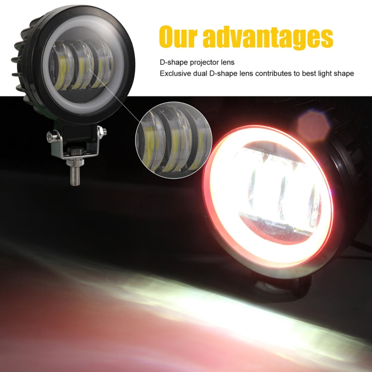 2 PCS Car 4 inch Round Spotlight Work Light with Angel Eyes