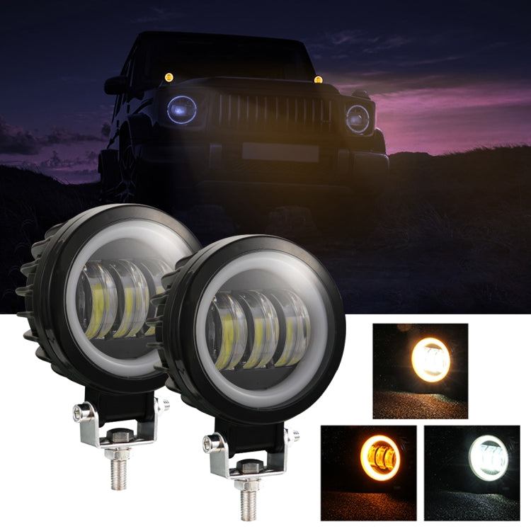 2 PCS Car 4 inch Round Spotlight Work Light with Angel Eyes
