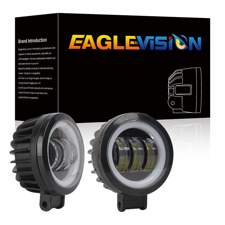2 PCS Car 4 inch Round Spotlight Work Light with Angel Eyes