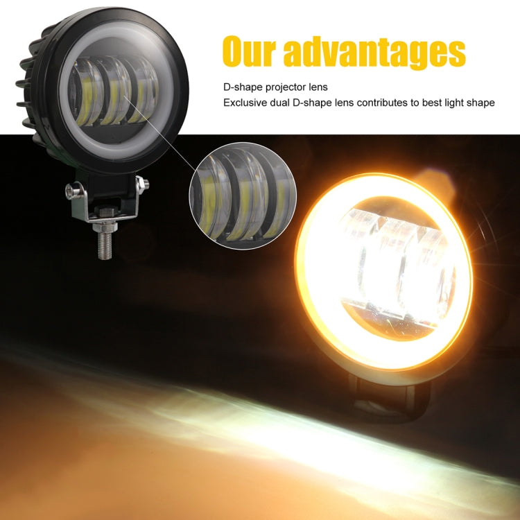 2 PCS Car 4 inch Round Spotlight Work Light with Angel Eyes