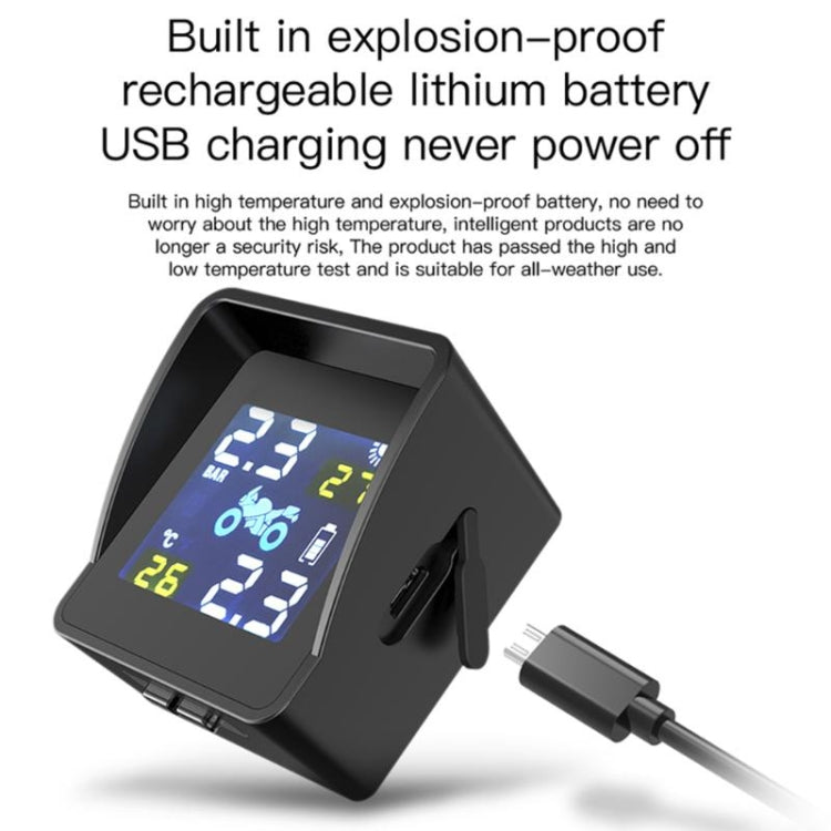 Universal Motorcycle Wireless High Precision Solar Energy TPMS Tire Pressure Alarm System External Tire Monitor