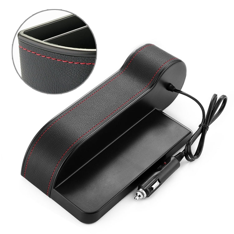 Car Multi-functional Console PU Leather Box Cigarette Lighter Charging Pocket Cup Holder Seat Gap Side Storage Box