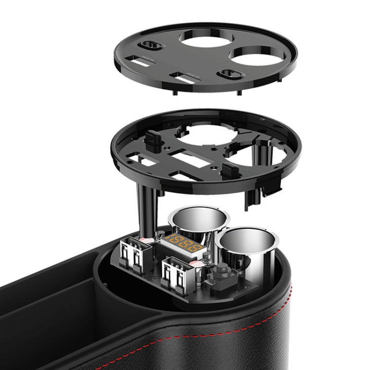 Car Multi-functional Console PU Leather Box Cigarette Lighter Charging Pocket Cup Holder Seat Gap Side Storage Box