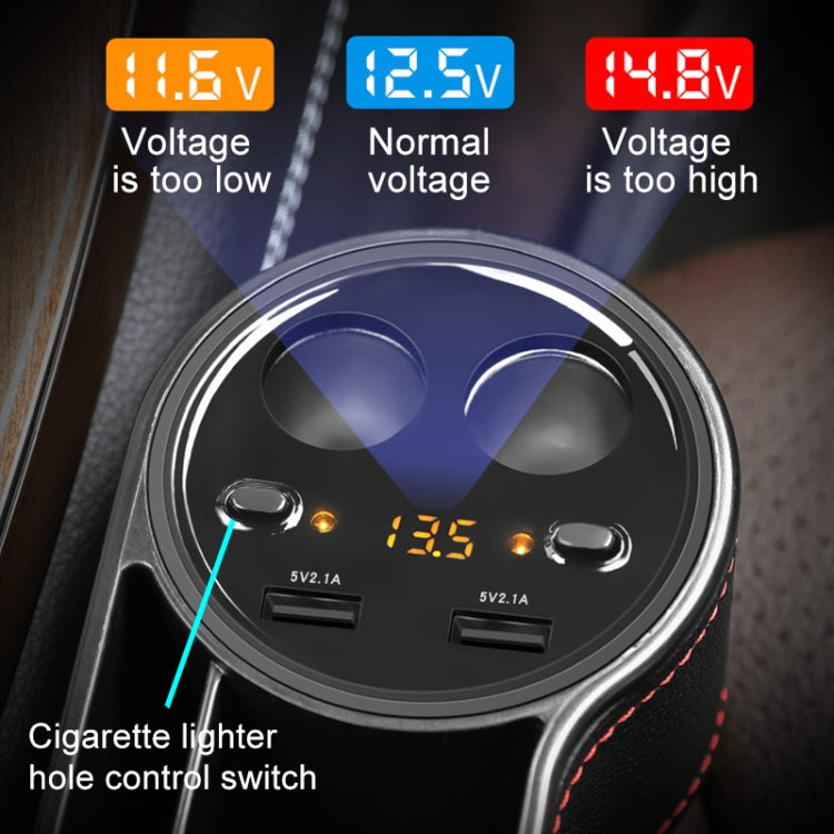 Car Multi-functional Console PU Leather Box Cigarette Lighter Charging Pocket Cup Holder Seat Gap Side Storage Box