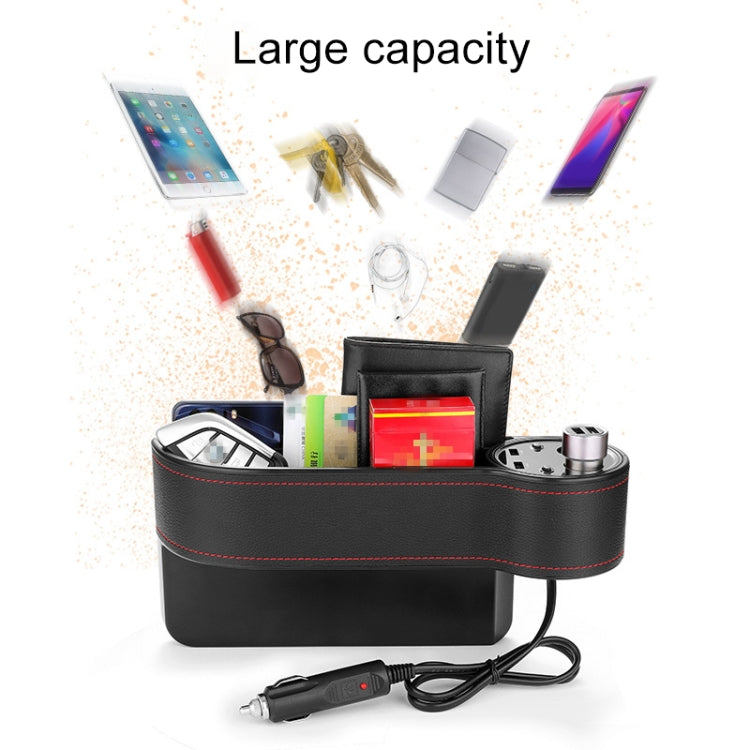 Car Multi-functional Console PU Leather Box Cigarette Lighter Charging Pocket Cup Holder Seat Gap Side Storage Box