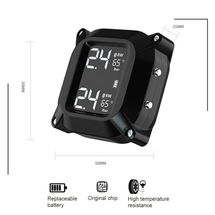 Universal Motorcycle Wireless High Precision TPMS Tire Pressure Alarm System External Tire Monitor