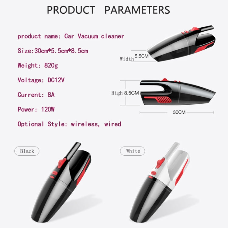 Car / Household Wireless Portable 120W Handheld Powerful Vacuum Cleaner with LED Light EU Plug