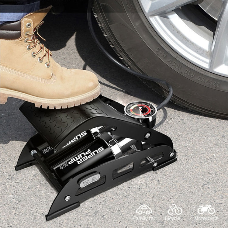 44B-01 Car / Motorcycle / Bicycle Portable High Pressure Double Pipe Inflatable Cylinder Pedal Air Pump