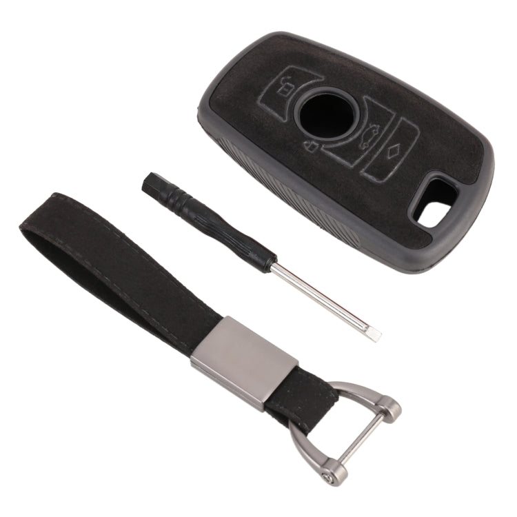 Car Flocking Plastic Square-shaped Key Protective Cover Three Buttons for BMW