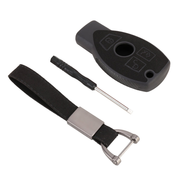 Car Flocking Plastic Key Protective Cover Three Buttons for Mercedes-Benz